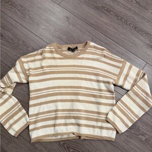 Lulu's Beige and White Striped Sweater